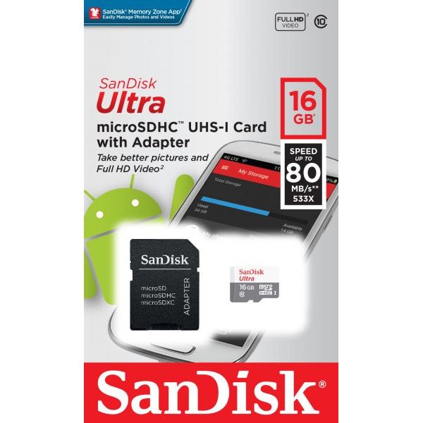 Wholesale SanDisk microSDHC Flash Memory Card with Adapter (16GB Class 10)